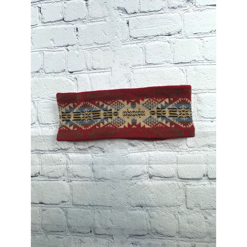 Pendleton Headband Women OS Red Excellent Wool Fleece Lined Southwestern Knit